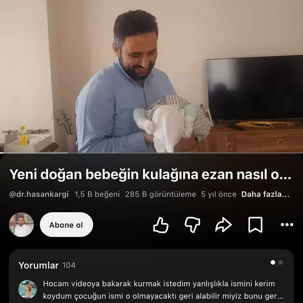 Videoya gelen yorum şöyleydi.