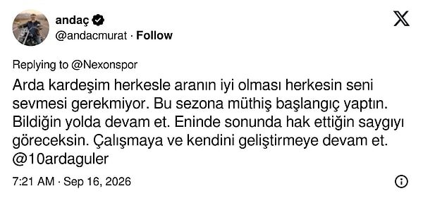 Herkesin seni sevmesi gerekmiyor: iyi bir sezona başladın dedi