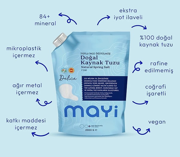 Mayi Tuz satıcılı ürünlerde %40 indirim: 2 kg iyotlu kaynak tuzu 580 TL yerine net 348 TL!