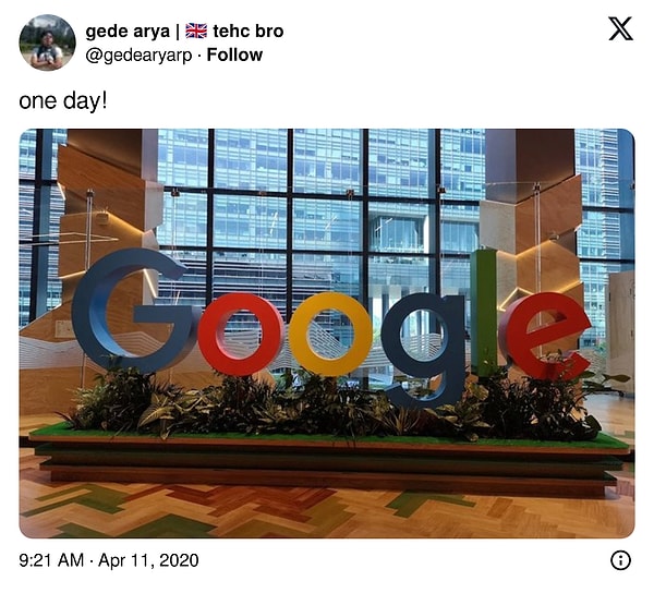 Endonezya asıllı Arya 6 yıl önce bir hayalini X'te paylaşmıştı.