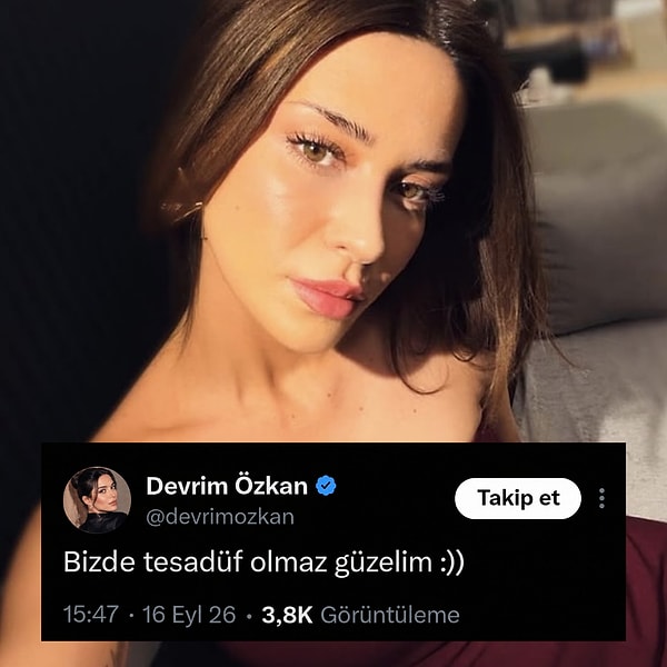 Devrim Özkan'ın Hafsanur'a “Bizde tesadüf olmaz güzelim :))” diye cevap verdiği iddia edildi!
