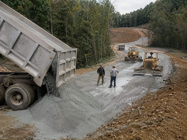 Üç farklı bölümde üç farklı kül karışımı denendi, her biri yaklaşık 230 metre uzunluğunda ve 6,7 metre genişliğinde inşa edildi.