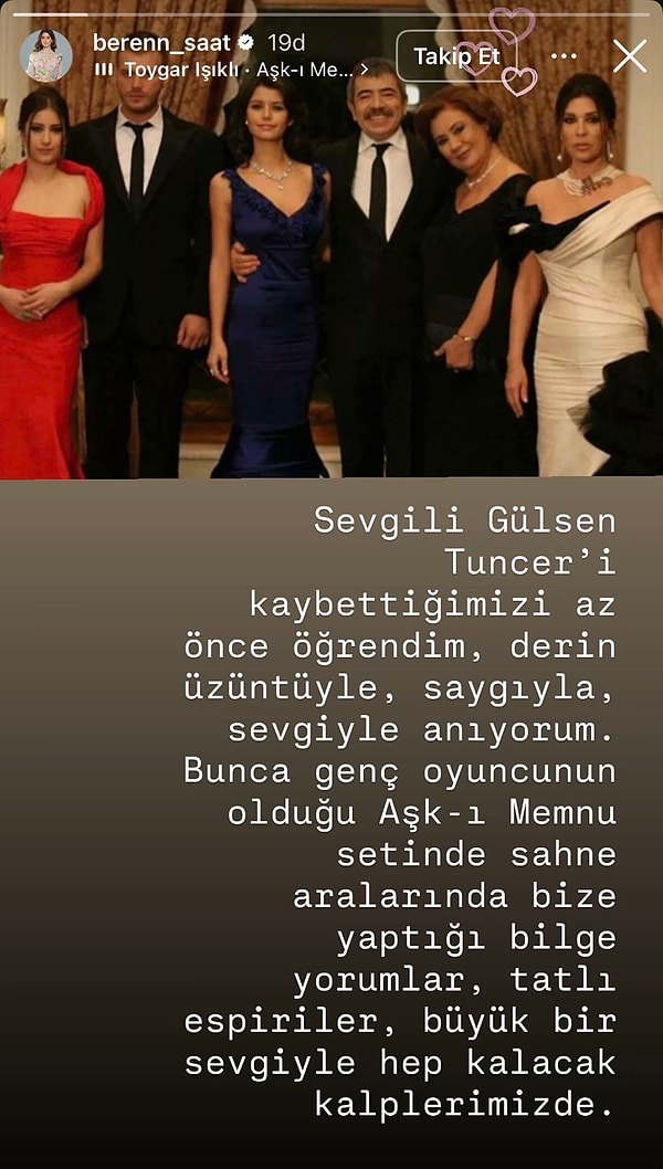 İşte Beren Saat'in Gülsen Tuncer paylaşımı: