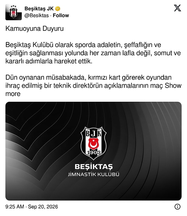 Beşiktaş'ın Açıklaması