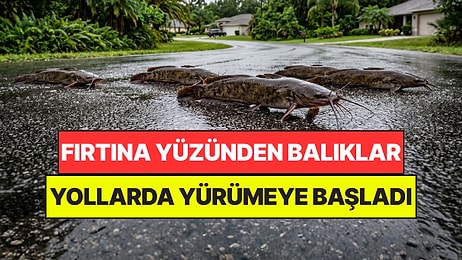 Şehirde Kanallar Taşınca Balıklar Sudan Çıkıp Yollarda Yürümeye Başladı
