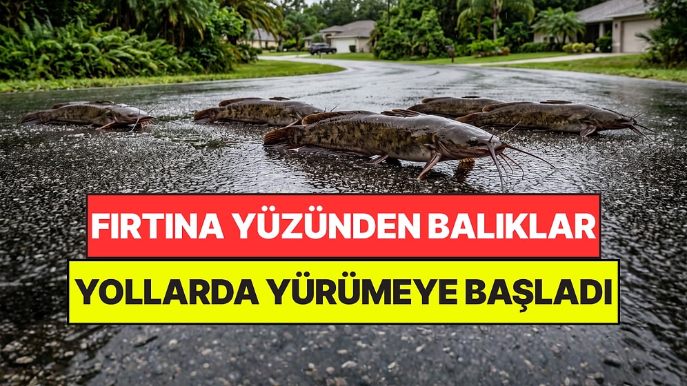 Şehirde Kanallar Taşınca Balıklar Sudan Çıkıp Yollarda Yürümeye Başladı
