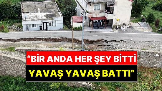 Rize'de Yol İkiye Ayrıldı: Sabaha Kadar Nöbet Tuttular, Mahalle Harabeye Döndü