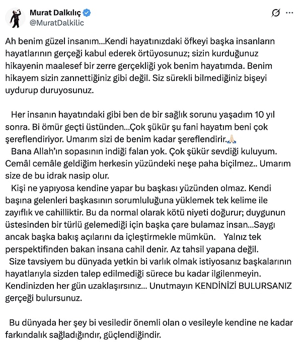 Murat Dalkılıç ise yıllar süren sessizliğini bozarak açıklama yaptı.
