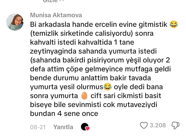 Kadının anlatımına göre olay, yaklaşık dört yıl önce Hande Erçel’in evine temizlik için gittiklerinde yaşanmış.