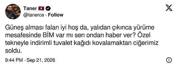 Güneşten önce yürüme mesafesinde BİM var mı diye sordu