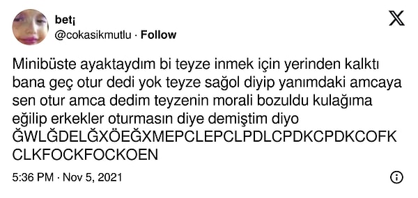 Minibüste kalkan teyzenin yerini yanındaki amcaya işaret edince ortalık karıştı
