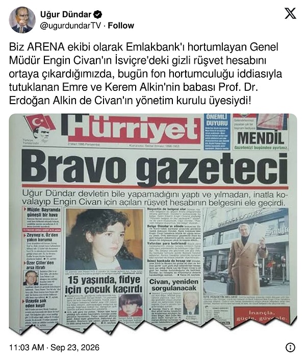 Uğur Dündar'ın paylaşımı👇🏻