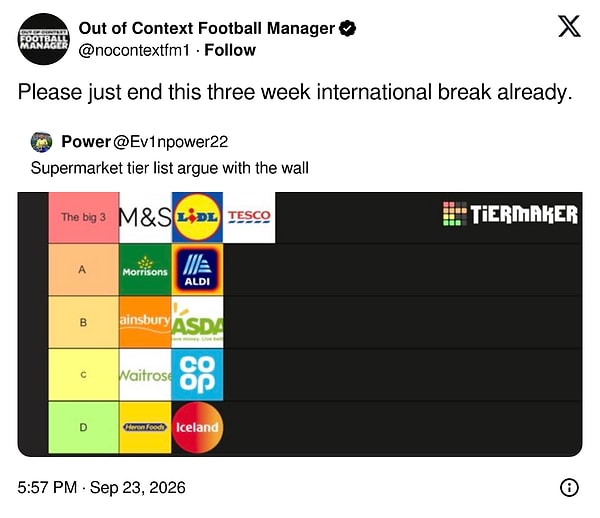 Sıkıntıdan market sıralaması tartışanları gören bir futbol hesabı "Bitsin artık şu ara" diye yalvardı