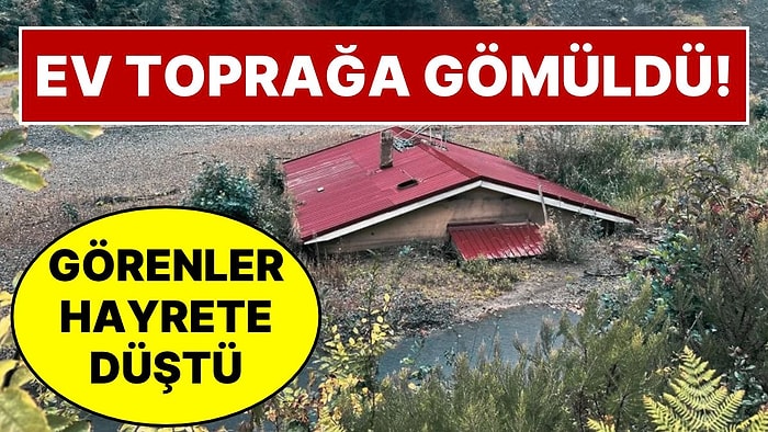 Görenleri Hayrete Düşüren Ev: 3 Katlı Bina Tamamen Toprağa Gömüldü, Sadece Çatısı Kaldı
