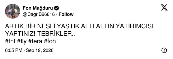 Yastık altına dönüşü bir başkası da tebrikle karşıladı