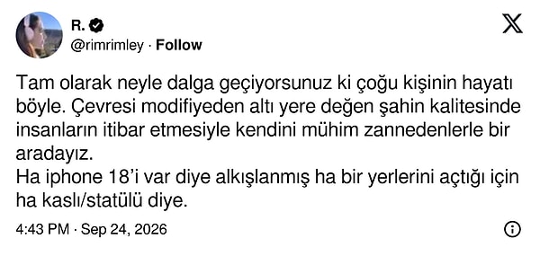 Bir kullanıcı da gülenlere, statü gösterisinin bizde de farklı olmadığını hatırlattı