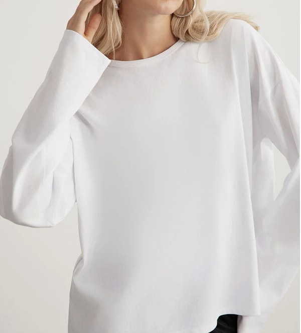 Grimelange Basil kadın pamuklu oversize uzun kollu tişört sepete özel net 348,07 TL!