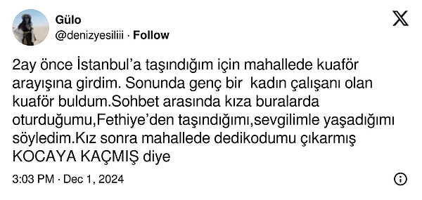 Yeni mahallesinde kuaföre giden biri, kendi hakkındaki dedikoduyu ayağına gelmiş buldu