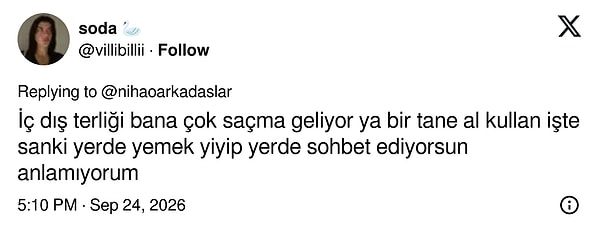 İç ve dış terliği ayrımı da payını aldı