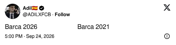 Barça taraftarı kulübün son beş yılını bu iki fotoğrafla özetledi: 2026'nın Barcelona'sı ve 2021'in Barcelona'sı.