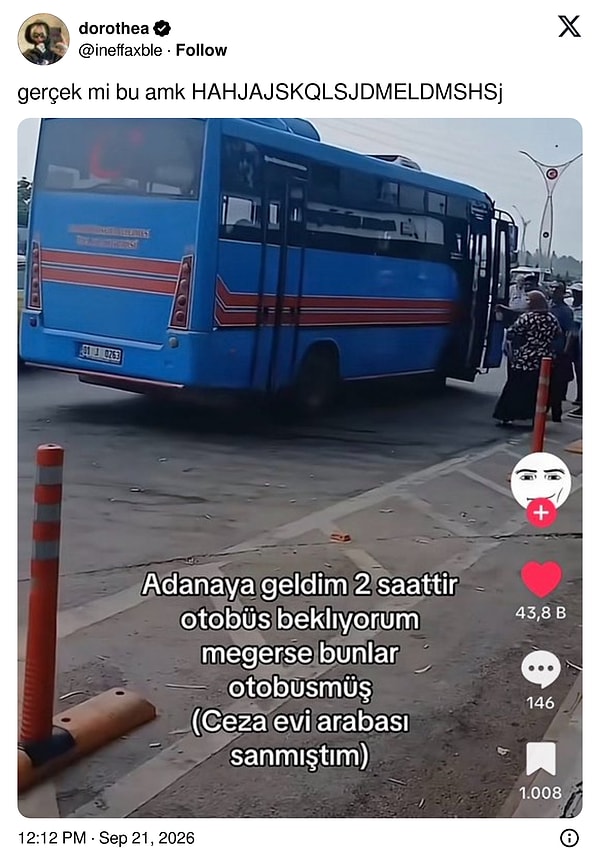 Adana'da otobüs beklerken yaşanan ufak yanlış anlaşılma.