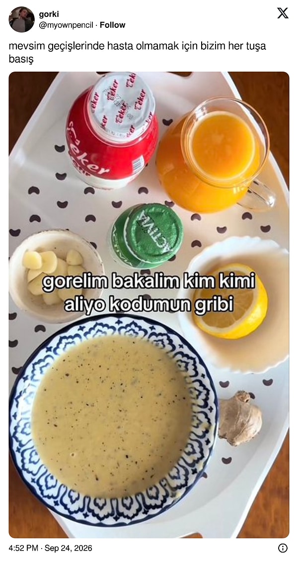 Mevsim geçişi geldi, sarımsaklı zencefilli cephanelik masada
