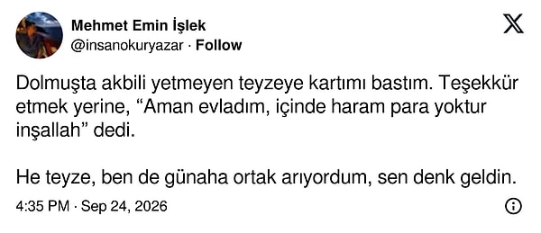 Akbil basan gence teyzeden beklenmedik bir helallik sorgusu