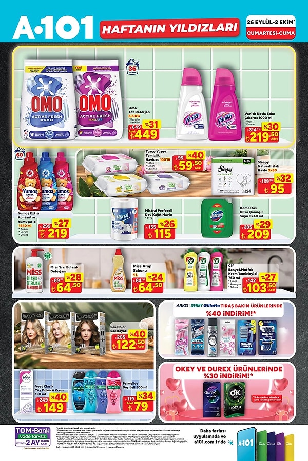 Omo Toz Deterjan 5,5 KG (Beyazlar / Renkliler) Adet 449 TL