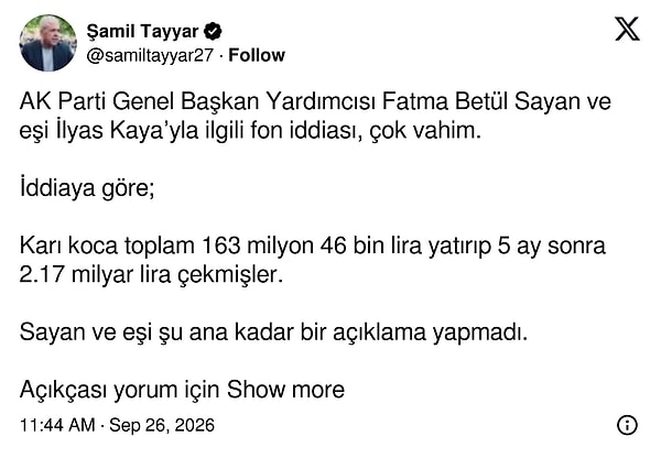 Şamil Tayyar: “Hemen istifası gerekir.”