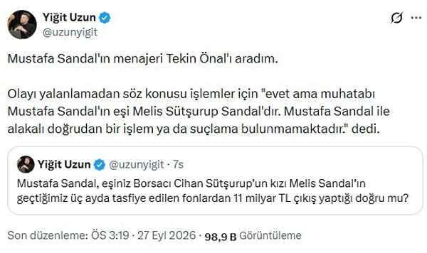 Menajer iddiayı yalanlamamıştı.
