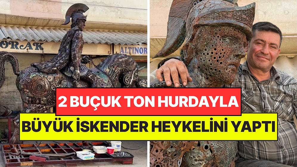 50 Bin Parça Hurdayla 2 Buçuk Tonluk Büyük İskender Heykelini Yaptı: 8 Ayda Tamamladı