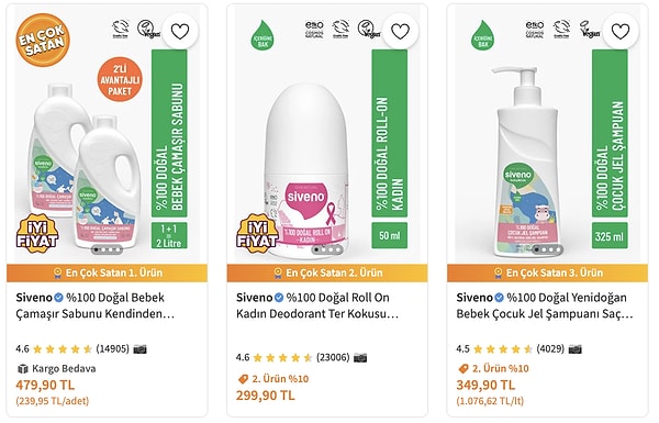 Siveno %100 doğal içerikli ürünlerde aldıkça katlanan sepet indirimi!
