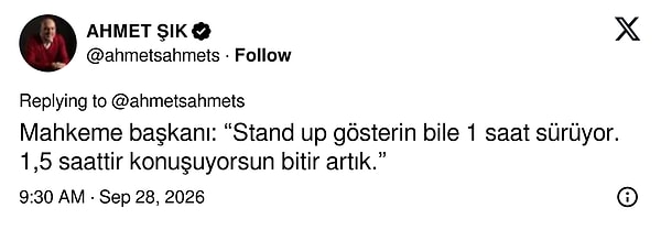 Gazeteci Ahmet Şık da hâkimin Göktaş'a "Bitir artık" dediği anı paylaştı