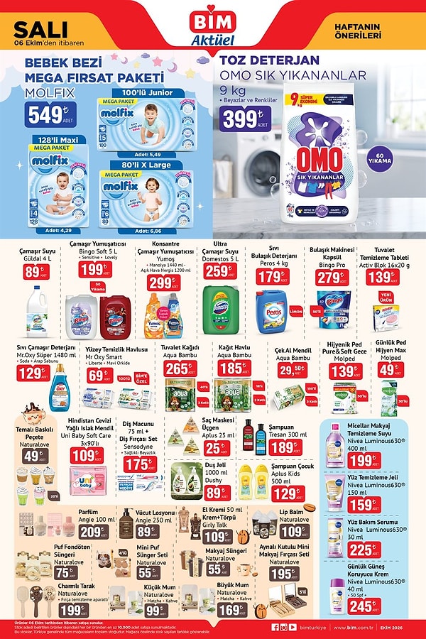 Molfix Bebek Bezi Maxi Mega Paket (128'li) 549 TL