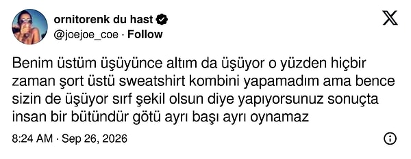 Şort ve sweatshirt ikilisine karşı sağlam bir tez