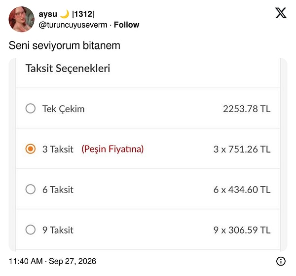 Peşin fiyatına üç taksiti görünce kalpten gelen itiraf