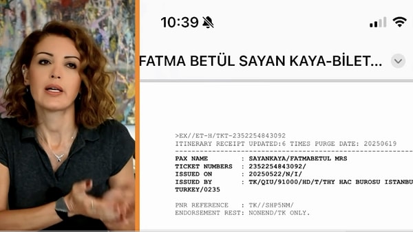 İddiaların ardından Fatma Betül Sayan Kaya, kısa süre sonra Nagehan Alçı'ya uçak biletini gönderdi.
