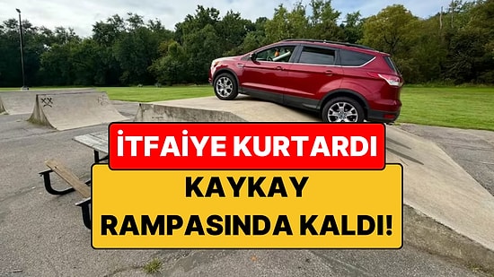 Kaykay Parkına Arabayla Girdi, Rampada Mahsur Kalınca İtfaiye Geldi