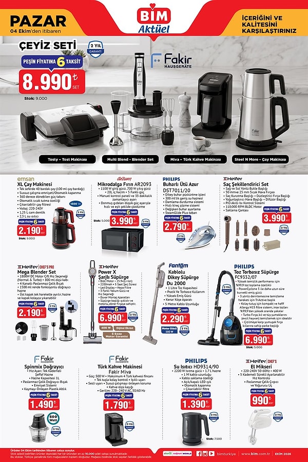 Fakir Çeyiz Seti (Tosty Tost Makinesi + Multi Blend Blender Set + Miva Türk Kahve Makinesi + Steel N More Çay Makinesi) 8.990 TL
