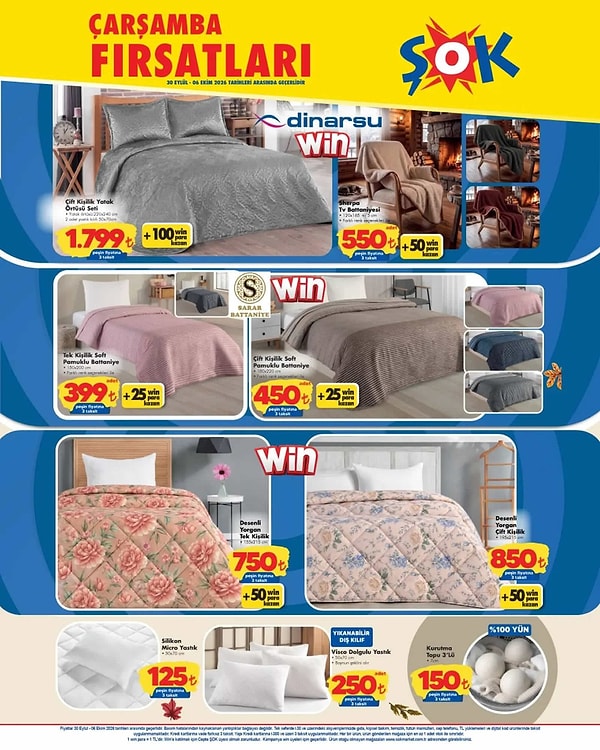 DinarSu Çift Kişilik Yatak Örtüsü Seti: 1.799 TL