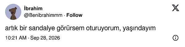 Belli bir yaştan sonra her sandalye bir davetiye