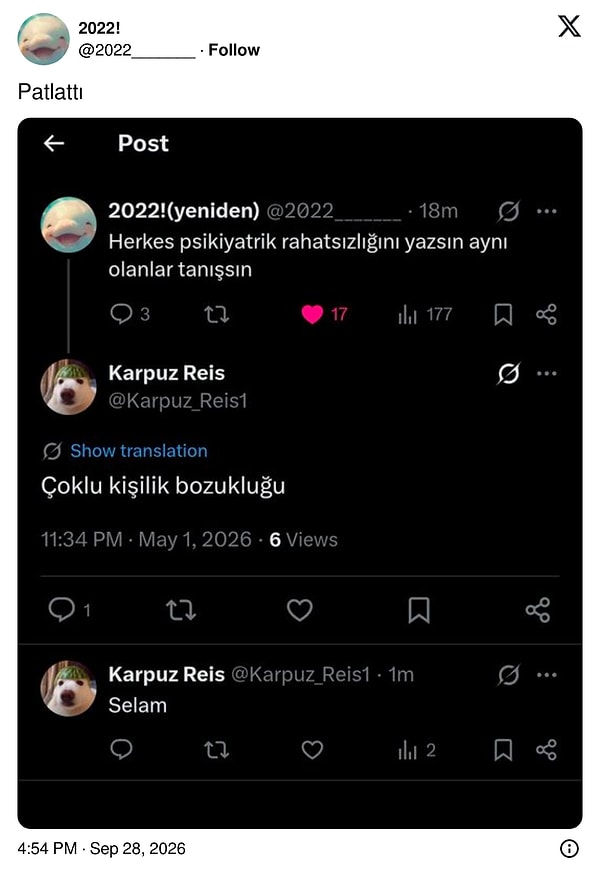 Aynı rahatsızlığı yaşayanlar tanışsın dendi, biri kendi kendine selam verdi