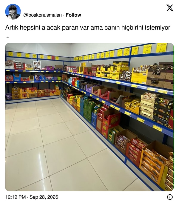 Çocukken hayali kurulan market rafının yetişkinlikteki hali