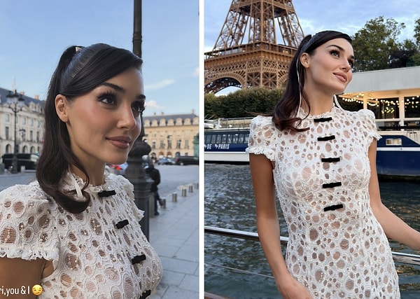 Paris’ten yeni fotoğraflar paylaşan Hande Erçel’in beyaz elbiseli pozları övgü topladı.