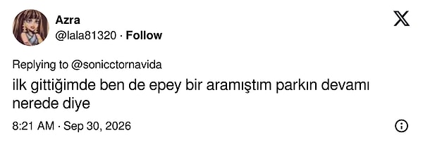 Parkın devamı nerede diye etrafına bakınan bir ziyaretçi