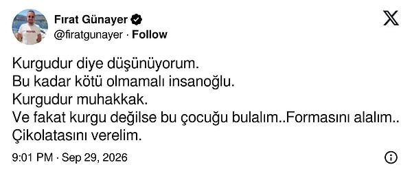 Fırat Günayer önce kurgu ihtimaline sarıldı, değilse forma ve çikolata sözü verdi
