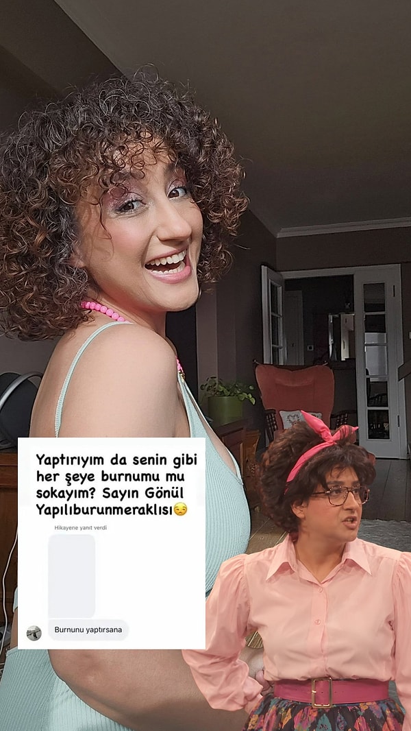 Burnunu yaptırmasını öneren takipçisine Ecem Erkek'ten Naime'yi aratmayan esprili bir cevap geldi.