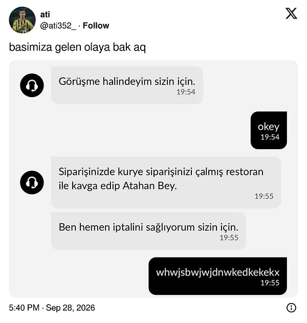 Müşteri hizmetlerinden gelen bu habere verilecek başka cevap yok.