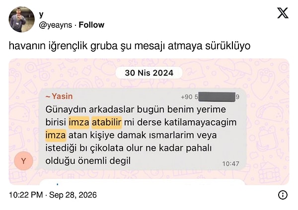 Yağmurlu havada derse gitmek yerine imza karşılığı çikolata teklifi...