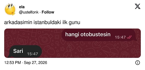 İstanbul'daki ilk gününde otobüsleri rengiyle tarif edenler...